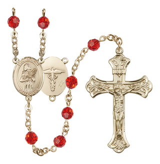 14 Karat Gold-Filled 6mm Austrian Crystal Saint Agatha / Nurse Rosary in Ruby