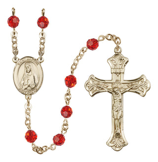 14 Karat Gold-Filled 6mm Austrian Crystal Saint Martha Rosary in Ruby