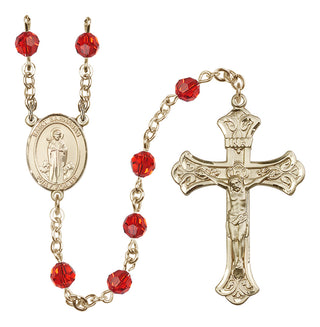 14 Karat Gold-Filled 6mm Austrian Crystal Saint Barnabas Rosary in Ruby