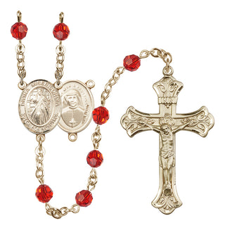 14 Karat Gold-Filled 6mm Austrian Crystal Divina Misericordia Rosary in Ruby