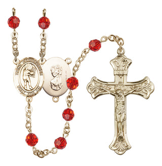14 Karat Gold-Filled 6mm Austrian Crystal Saint Christopher/Basketball-Women Rosary in Ruby