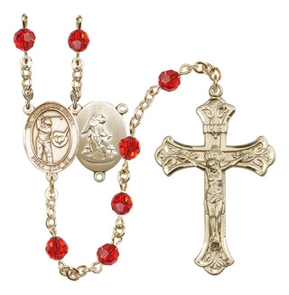14 Karat Gold-Filled 6mm Austrian Crystal Guardian Angel/Golf Rosary in Ruby