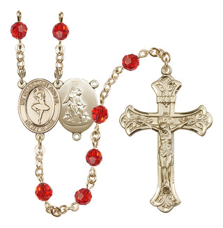 14 Karat Gold-Filled 6mm Austrian Crystal Guardian Angel/Dance Rosary in Ruby
