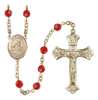 14 Karat Gold 6mm Austrian Crystal San Jose Rosary in Ruby