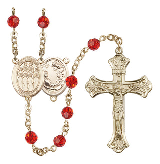 14 Karat Gold 6mm Austrian Crystal Saint Cecilia / Choir Rosary in Ruby