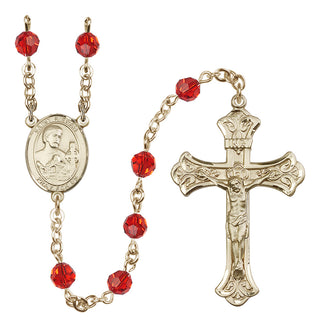 14 Karat Gold 6mm Austrian Crystal Saint Kieran Rosary in Ruby