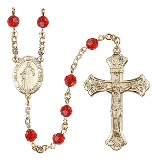 14 Karat Gold 6mm Austrian Crystal Our Lady the Undoer of Knots Rosary in Ruby
