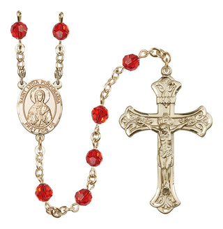 14 Karat Gold 6mm Austrian Crystal Saint Lydia Purpuraria Rosary in Ruby