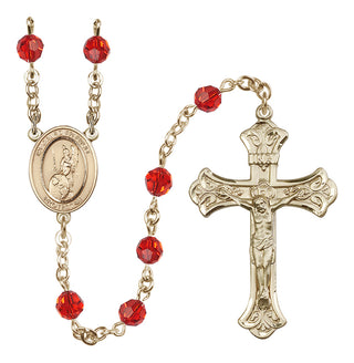 14 Karat Gold 6mm Austrian Crystal Guardian Angel of the World Rosary in Ruby