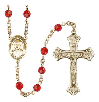 14 Karat Gold 6mm Austrian Crystal Saint Jose Sanchez del Rio Rosary in Ruby