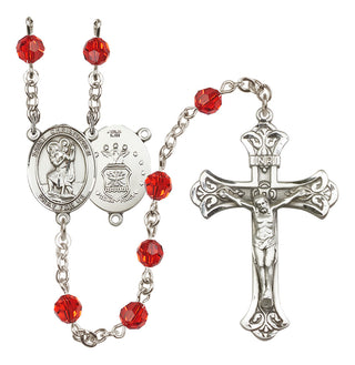 Sterling Silver 6mm Saint Christopher / Air Force Rosary