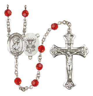 Sterling Silver 6mm Saint Christopher / Navy Rosary