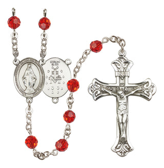 Sterling Silver 6mm Miraculous  Engraved Catholic Rosaries