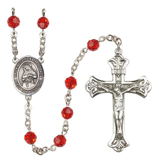 Sterling Silver 6mm Austrian Crystal Virgen de la Divina Providencia Rosary in Ruby