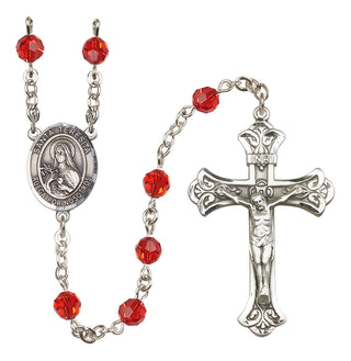 Sterling Silver 6mm Austrian Crystal Santa Teresita Rosary in Ruby