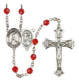 Sterling Silver 6mm Saint Sebastian/Baseball Rosary