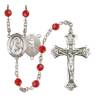 Sterling Silver 6mm Austrian Crystal Saint Rita / Baseball Rosary in Ruby