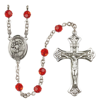 Sterling Silver 6mm Austrian Crystal Saint Vitus Rosary in Ruby