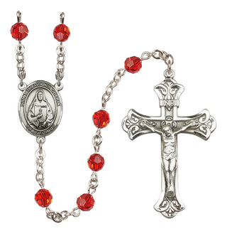 Sterling Silver 6mm Austrian Crystal Saint Theodora Rosary in Ruby