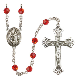 Sterling Silver 6mm Austrian Crystal Saint Raymond of Penafort Rosary in Ruby