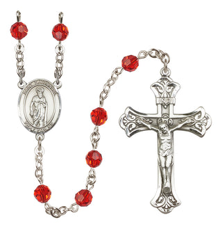 Sterling Silver 6mm Austrian Crystal Saint Nathanael Rosary in Ruby