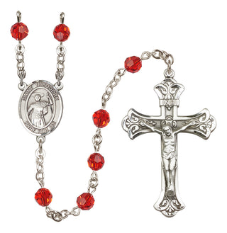 Sterling Silver 6mm Austrian Crystal Saint Theodore Stratelates Rosary in Ruby