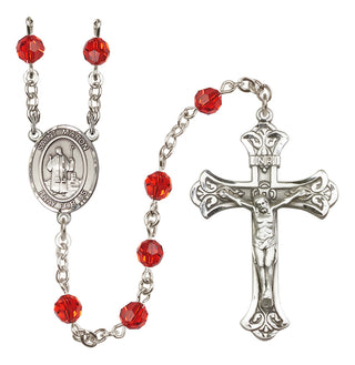 Sterling Silver 6mm Austrian Crystal Saint Maron Rosary in Ruby