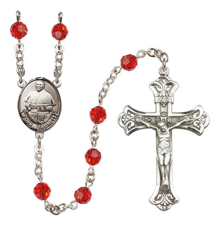 Sterling Silver 6mm Austrian Crystal Pope Francis Rosary in Ruby