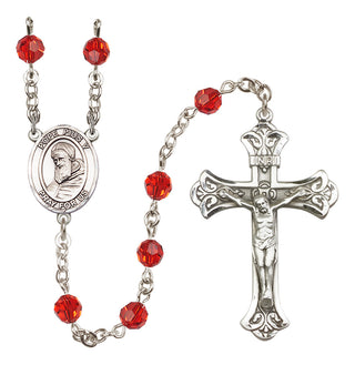 Sterling Silver 6mm Austrian Crystal Pope Pius V Rosary in Ruby