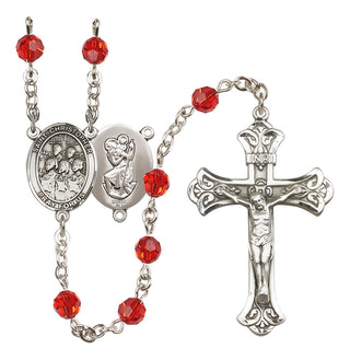 Sterling Silver 6mm Austrian Crystal Saint Christopher / Choir Rosary in Ruby