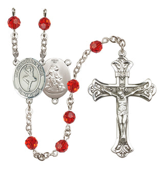 Sterling Silver 6mm Austrian Crystal Guardian Angel/Dance Rosary in Ruby