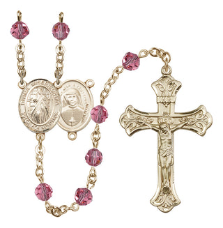 14 Karat Gold-Filled 6mm Austrian Crystal Divina Misericordia Rosary in Rose