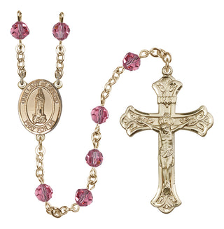 14 Karat Gold-Filled 6mm Austrian Crystal Our Lady of Kibeho Rosary in Rose