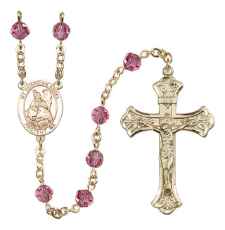 14 Karat Gold-Filled 6mm Austrian Crystal Guardian Angel Protector Rosary in Rose