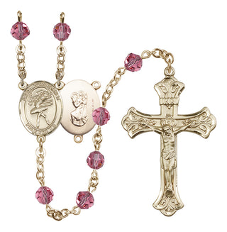 14 Karat Gold-Filled 6mm Austrian Crystal Saint Christopher/Dance Rosary in Rose