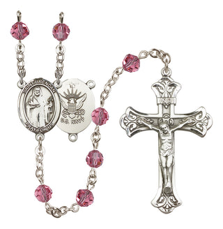 Sterling Silver 6mm Saint Brendan the Navigator/Navy Rosary