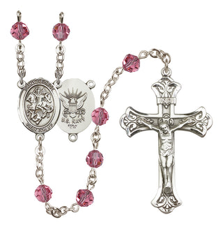 Sterling Silver 6mm Saint George / Navy Rosary