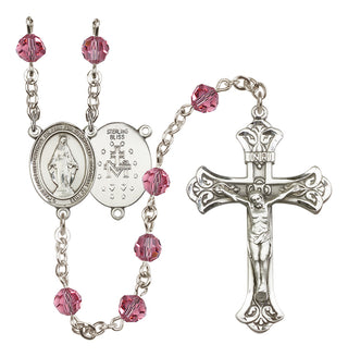 Sterling Silver 6mm Miraculous  Engraved Catholic Rosaries