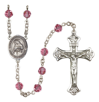Sterling Silver 6mm Austrian Crystal Virgen de la Divina Providencia Rosary in Rose