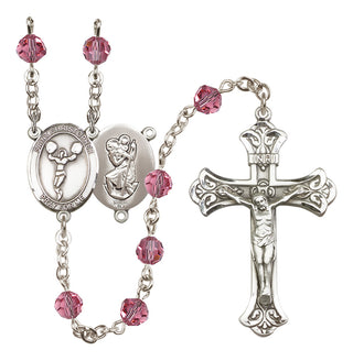 Sterling Silver 6mm Saint Christopher/Cheerleading  Engraved Catholic Rosaries