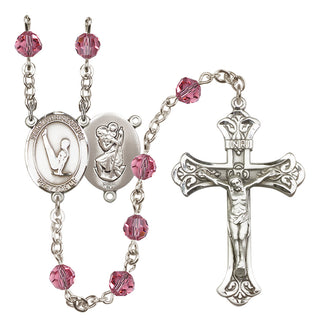 Sterling Silver 6mm Saint Christopher/Gymnastics  Engraved Catholic Rosaries