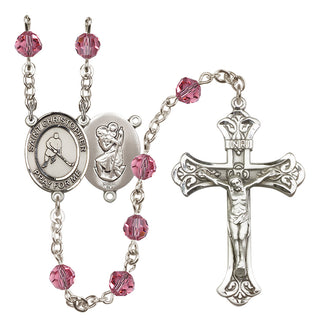 Sterling Silver 6mm Saint Christopher/Ice Hockey Rosary
