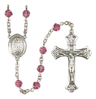 Sterling Silver 6mm Austrian Crystal Our Lady of Tears Rosary in Rose