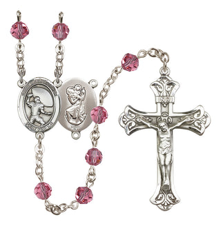 Sterling Silver 6mm Saint Christopher / Football Rosary