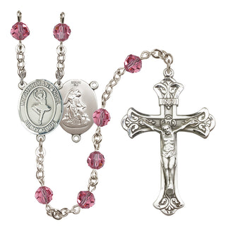 Sterling Silver 6mm Austrian Crystal Guardian Angel/Dance Rosary in Rose