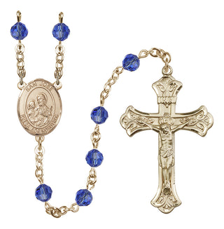 14 Karat Gold-Filled 6mm Austrian Crystal San Jose Rosary in Sapphire