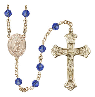 14 Karat Gold-Filled 6mm Austrian Crystal San Peregrino Rosary in Sapphire