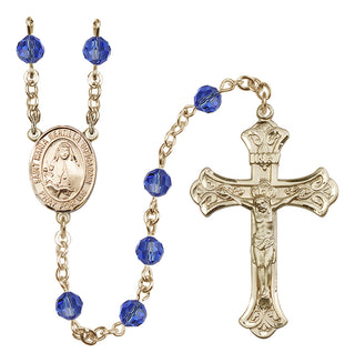 14 Karat Gold-Filled 6mm Austrian Crystal Saint Maria Bertilla Boscardin Rosary in Sapphire