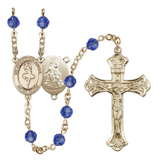 14 Karat Gold-Filled 6mm Austrian Crystal Guardian Angel/Dance Rosary in Sapphire