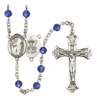 Sterling Silver 6mm Saint Brendan the Navigator/Navy Rosary
